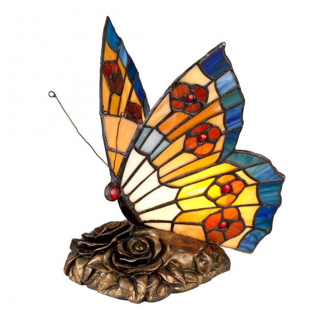 Quoizel QZ-OBUTTERFLY-TL Tiffany Orange Butterfly Lamp in an Architectural Bronze Finish