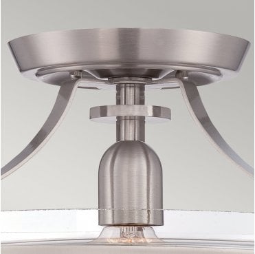 QZ-PENN-STATION-F-BN Penn Station 1 Light Semi Flush Light in a Brushed Nickel Finish