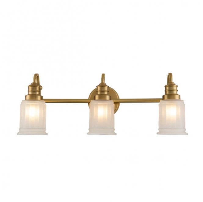 Quoizel QZ-SWELL3-BB-BATH Swell IP44 3 Light Wall Light in a Brushed Brass Finish