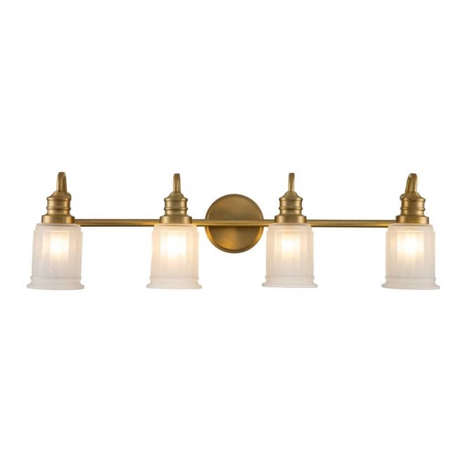 Quoizel QZ-SWELL4-BB-BATH Swell IP44 4 Light Wall Light in a Brushed Brass Finish