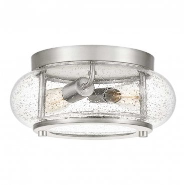 QZ-TRILOGY-FS-BN Trilogy 2 Light Flush Light in a Brushed Nickel Finish