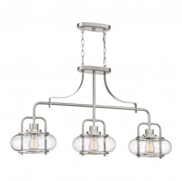QZ-TRILOGY-ISLE-BN Trilogy 3 Light Island Light in a Brushed Nickel Finish