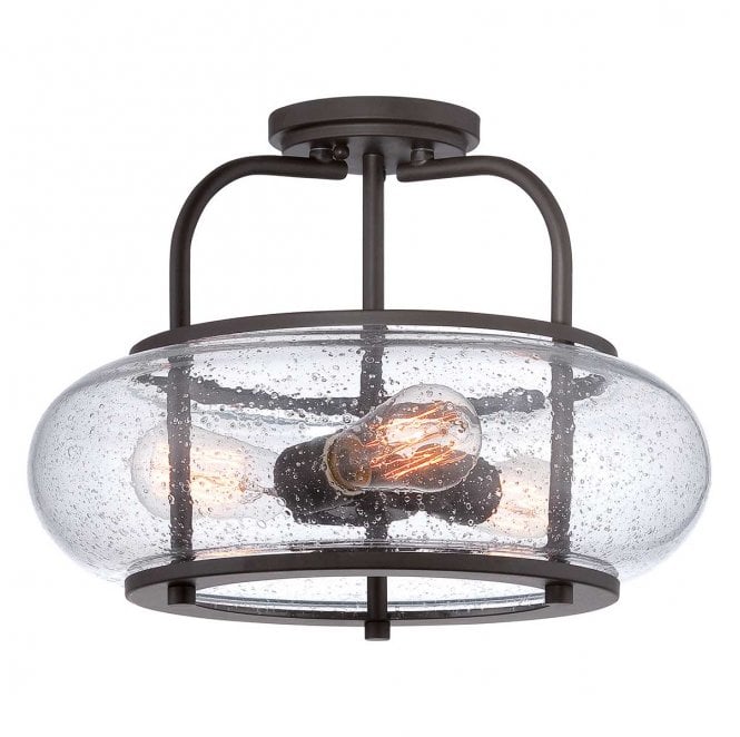 Quoizel QZ-TRILOGY-SF-M Trilogy 3 Light Medium Semi Flush Light in an Old Bronze Finish
