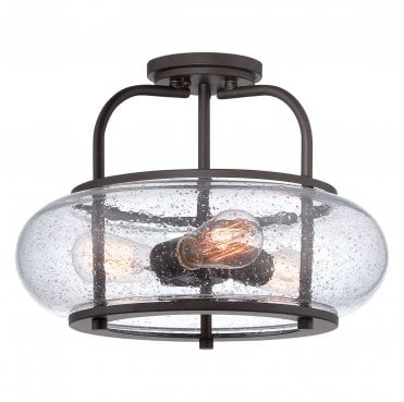 QZ-TRILOGY-SF-M Trilogy 3 Light Medium Semi Flush Light in an Old Bronze Finish