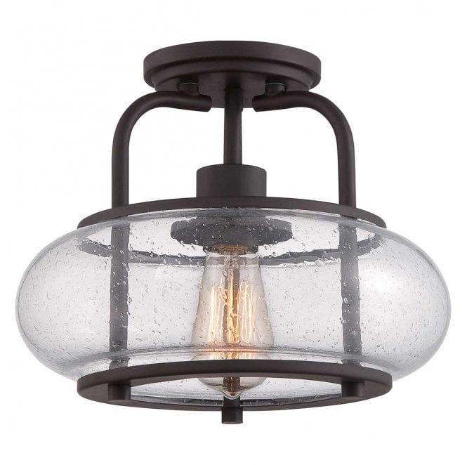 Quoizel QZ-TRILOGY-SF-S Trilogy 1 Light Small Semi Flush Light in an Old Bronze Finish