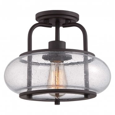 QZ-TRILOGY-SF-S Trilogy 1 Light Small Semi Flush Light in an Old Bronze Finish