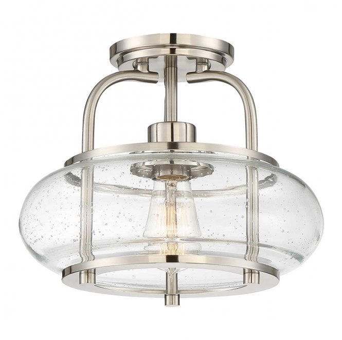 Quoizel QZ-TRILOGY-SFS-BN Trilogy 1 Light Semi Flush Light in a Brushed Nickel Finish