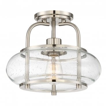 QZ-TRILOGY-SFS-BN Trilogy 1 Light Semi Flush Light in a Brushed Nickel Finish