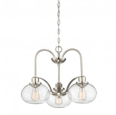 QZ-TRILOGY3-BN Trilogy 3 Light Chandelier in a Brushed Nickel Finish