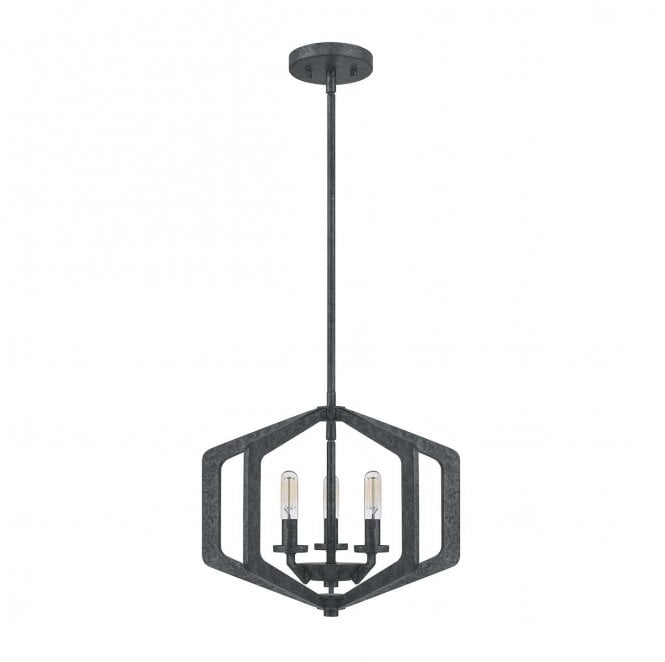 Quoizel QZ-VANGUARD-3P-OK Vanguard 3 Light Pendant in an Old Black Finish