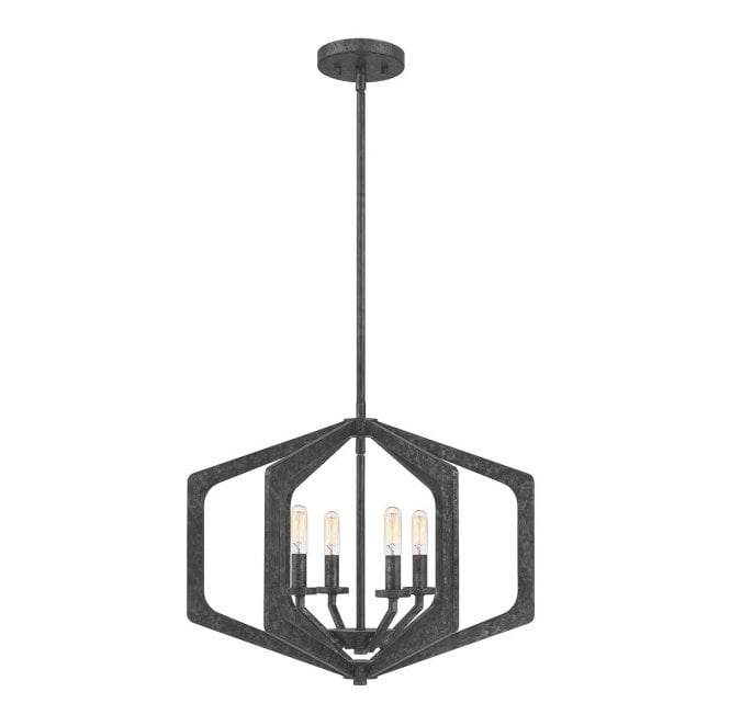 Quoizel QZ-VANGUARD-4P-OK Vanguard 4 Light Pendant in an Old Black Finish