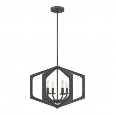 QZ-VANGUARD-4P-OK Vanguard 4 Light Pendant in an Old Black Finish