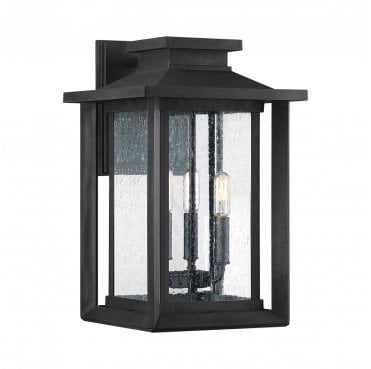 QZ-WAKEFIELD-L-TBK Wakefield Outdoor IP44 3 Light Large Wall Lantern in an Earth Black Finish