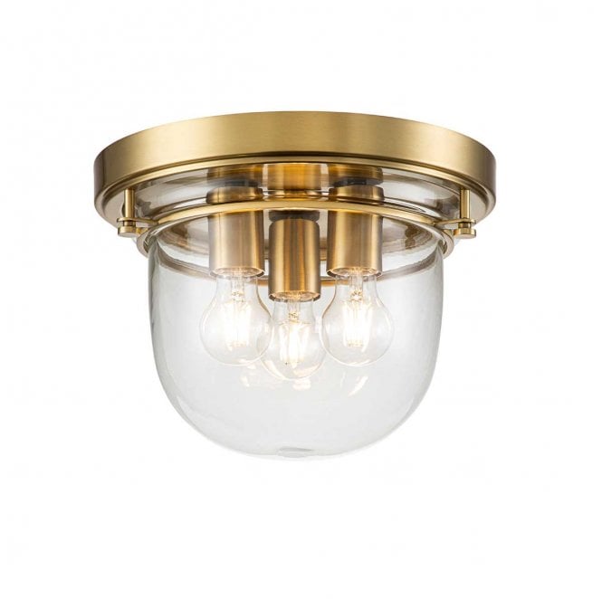 Quoizel QZ-WHISTLING-F-BB Whistling IP44 3 Light Flush Light in a Brushed Brass Finish