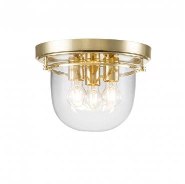 QZ-WHISTLING-F-PB Whistling IP44 3 Light Flush Light in a Polished Brass Finish