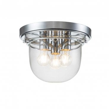 QZ-WHISTLING-F-PC Whistling IP44 3 Light Flush Light in a Polished Chrome Finish