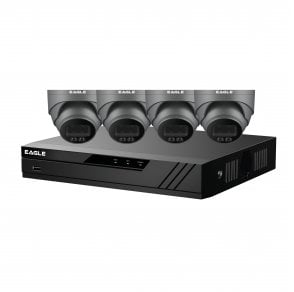 CV-8IP-4DOME-2TB-G Eagle POE 8 Channel 4K 2TB NVR with 4x 4MP Full Colour Turret Cameras in Grey
