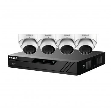 CV-8IP-4DOME-2TB-W Eagle POE 8 Channel 4K 2TB NVR with 4x 4MP Full Colour Turret Cameras in White