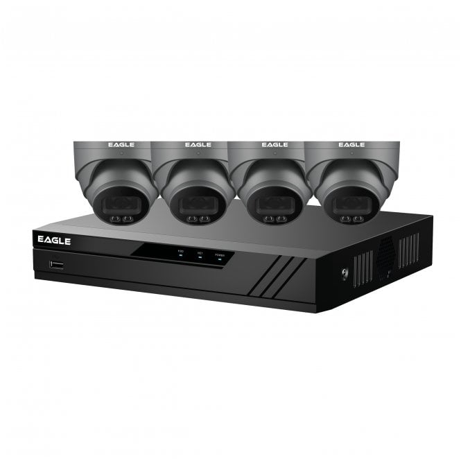 Qvis CVPLUS-8-4DOME-2TB-G Eagle 8 Channel 1TB DVR with 4x 5MP Full Colour Turret Cameras in Grey