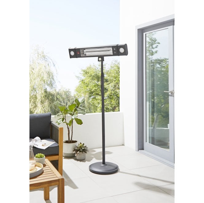Radiant ZR-32299-BLK Britalia Outdoor 1800W Wall Mounted Remote Patio Heater in a Black Finish