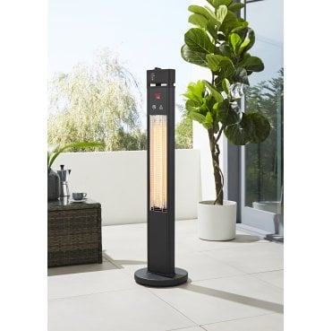 ZR-32300-BLK Britalia Outdoor 1600W Floor Standing Remote Patio Heater in a Black Finish