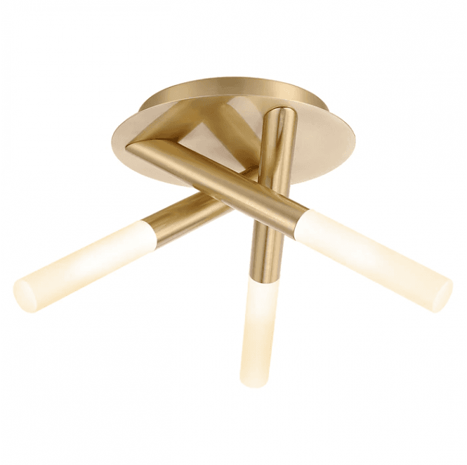 Spa Lighting SPA-20829-SBRS Crux IP44 3 Light Semi-Flush Bathroom Ceiling Light in a Satin Brass Finish