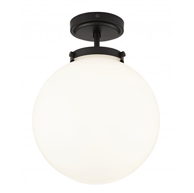 Spa Lighting SPA-31309-MBLK Porto IP44 1 Light Semi Flush Light in a Matt Black Finish