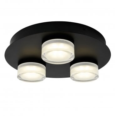SPA-31736-MBLK Amalfi 14w IP44 4000k (Cool White) LED 3 Light Flush Ceiling Light in a Matt Black Finish