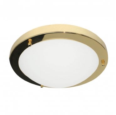SPA-34047-BRS Delphi Large IP44 18w LED 4000k (Cool White) Flush Light in a Brass Finish