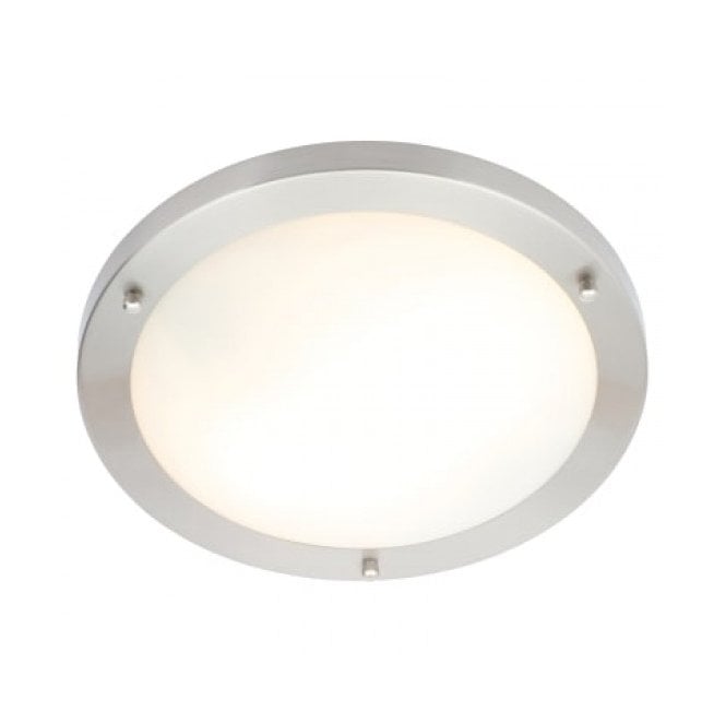 Spa Lighting SPA-34047-SNIC Delphi Large IP44 18w LED 4000k (Cool White) Flush Light in a Satin Nickel Finish