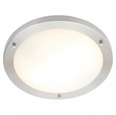 SPA-34047-SNIC Delphi Large IP44 18w LED 4000k (Cool White) Flush Light in a Satin Nickel Finish