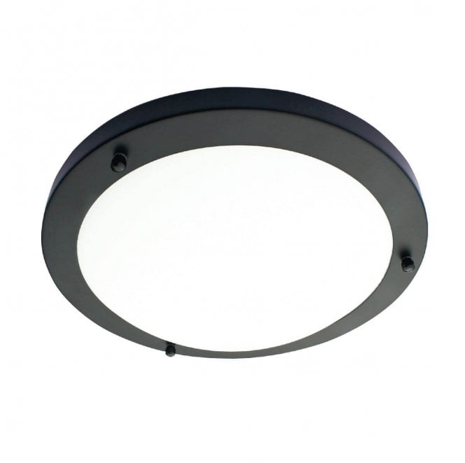 Spa Lighting SPA-34050-SBLK Delphi IP44 Large Flush Light in a Satin Black Finish