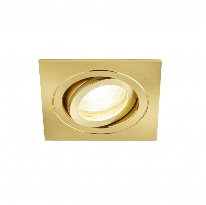 Spa Lighting SPA-35723-SBRS Cali IP65 Square Tiltable Downlight in a Satin Brass Finish