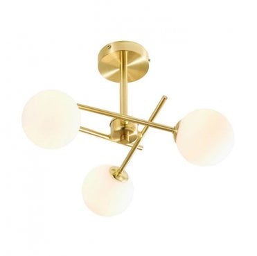 SPA-35836-SBRS Lindos IP44 3 Light Ceiling Light in a Satin Brass and Opal Finish