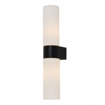 SPA-44385-MBLK Cuco IP44 Wall Light in a Black and Opal Finish