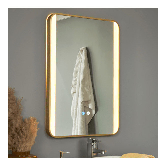Spa Lighting SPA-44483 Lori 13w IP44 LED CCT Illuminated Rectangular Bathroom Mirror in a Satin Brass Finish