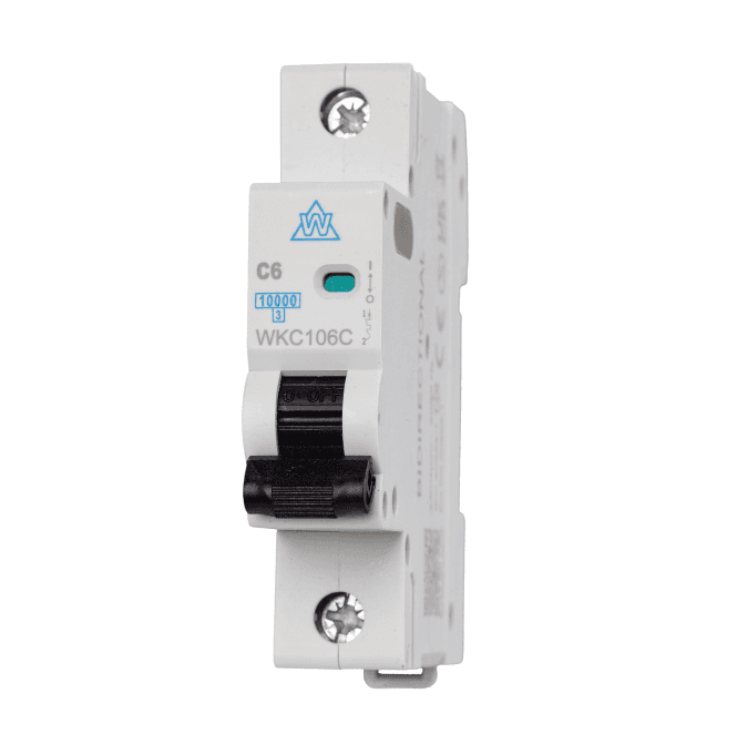 Whitecliffe WKC106C 6A Type C Single Pole Miniature Circuit Breaker (MCB) for 3 Phase Distribution Boards