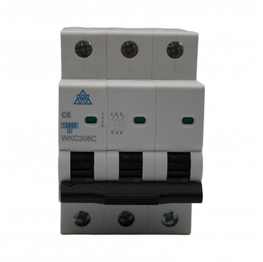 WKC306C 6A Type C Triple Pole Miniature Circuit Breaker (MCB) for 3 Phase Distribution Boards