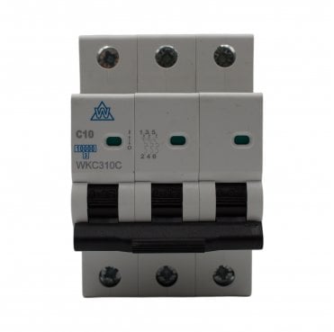 WKC310C 10A Type C Triple Pole Miniature Circuit Breaker (MCB) for 3 Phase Distribution Boards