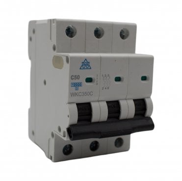 WKC350C 50A Type C Triple Pole Miniature Circuit Breaker (MCB) for 3 Phase Distribution Boards