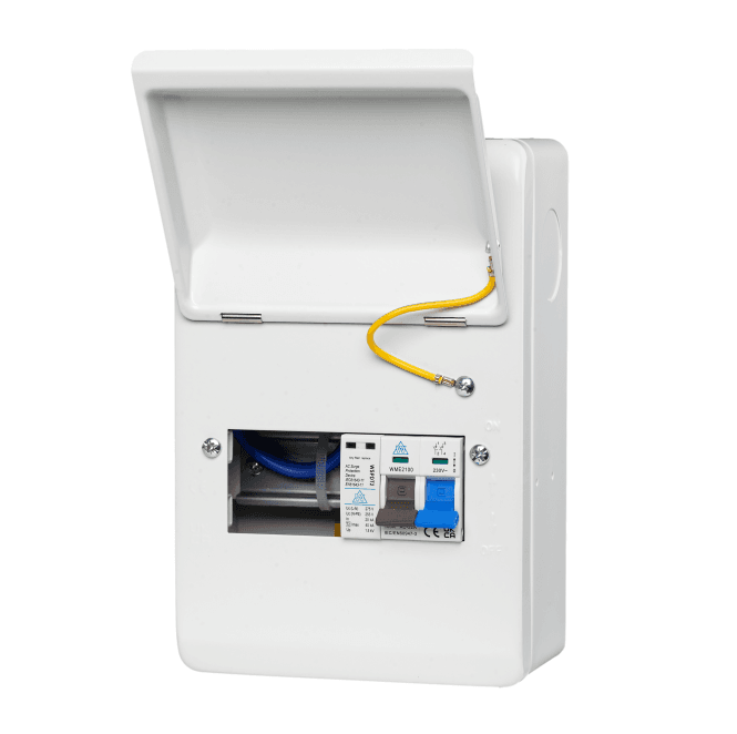 Whitecliffe WME06/SP 6 Way Metal Consumer Unit with 100A Main Switch and Surge Protection Device (SPD) - 3 Usable Ways