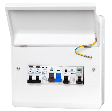 WME08/HP40C Heat Pump 8 Way Metal Consumer Unit with Surge Protection, Type B RCD and 16a MCB's