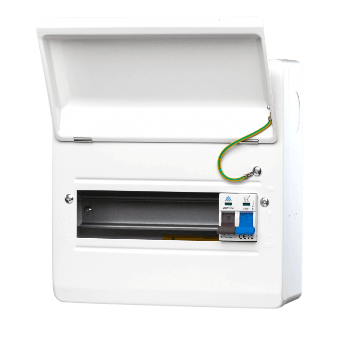 Whitecliffe WME10/MS100 10 Way Metal Consumer Unit with 100A Main Switch - 8 Usable Ways