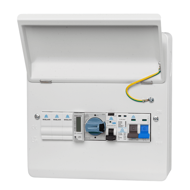 Whitecliffe WME10/SP 10 Way Metal Consumer Unit with 100A Main Switch and Surge Protection Device (SPD) - 7 Usable Ways