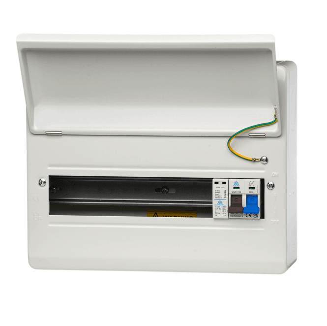 Whitecliffe WME14/SP 14 Way Metal Consumer Unit with 100A Main Switch and Surge Protection Device (SPD) - 11 Usable Ways
