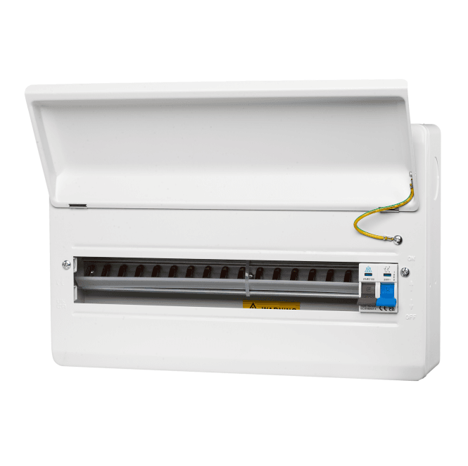 Whitecliffe WME18/MS100 18 Way Metal Consumer Unit with 100A Main Switch - 16 Usable Ways