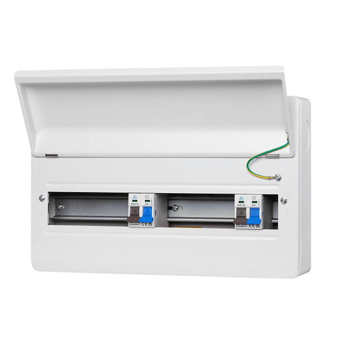 Whitecliffe WME18/MS2 18 Way Metal Consumer Unit with 2x 100A Main Switch - 14 Usable Ways