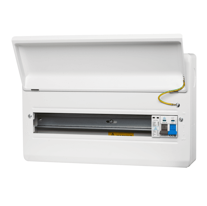 Whitecliffe WME18/SP 18 Way Metal Consumer Unit with 100A Main Switch and Surge Protection Device (SPD) - 15 Usable Ways