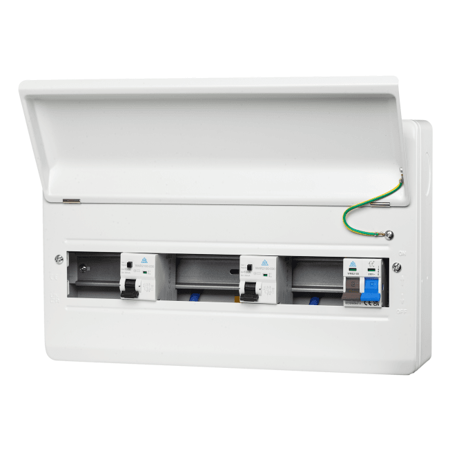 Whitecliffe WME18100TR 18 Module Metal Consumer Unit with 100A Main Switch, 2x 100A RCD - 12 Usable Ways