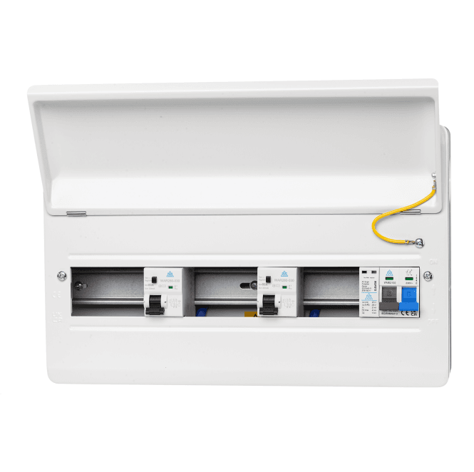 Whitecliffe WME1880TR/SP 18 Module Metal Consumer Unit with 100A Main Switch, 2x 80A RCD and Surge Protection Device (SPD) - 10 Usable Ways